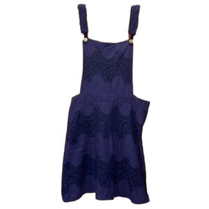 Navy Blue Lace Overall Mini Dress
